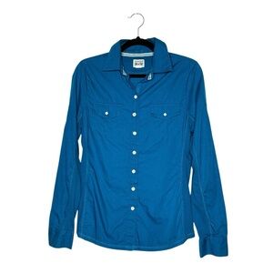 Converse One Star Women's
Button Up Shirt Medium Teal Cotton Long Sleeve Pockets